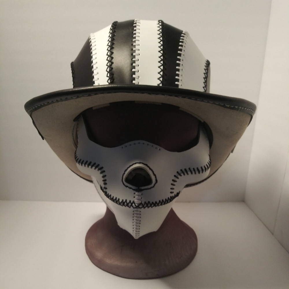 🇺🇸 Custom Leather Bowler Hat & Face Mask Set